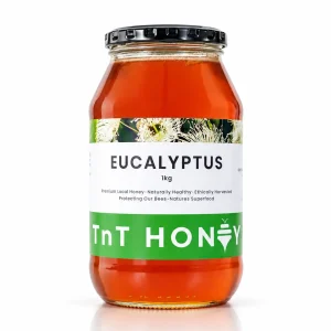Eucalyptus Honey Jar On White Surface